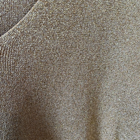 Vtg 90s Y2K gold threaded CROCHET sleeve sweater top S M disco jeans glam boho - Picture 5 of 9